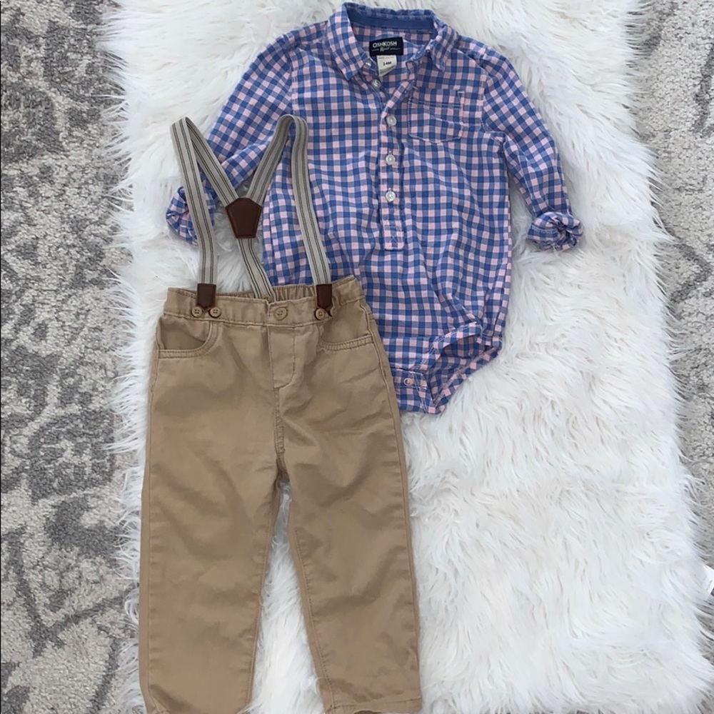 OshKoskB’Gosh boys onesie and suspenders